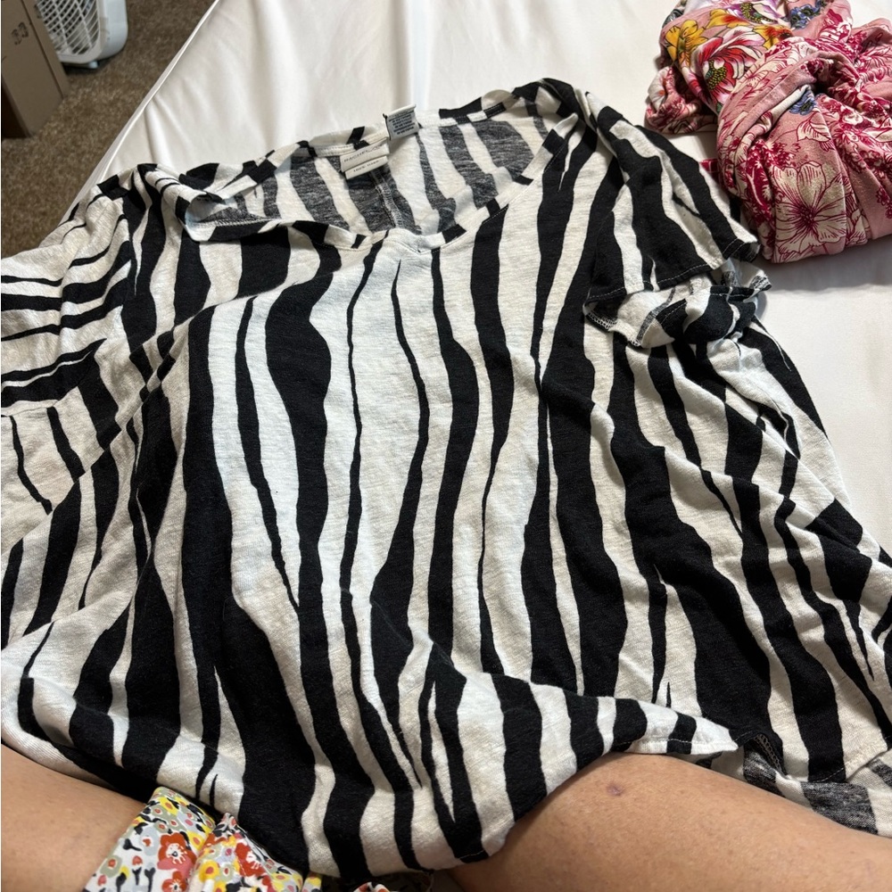 Rachel Zoe Monochrome Linen Top